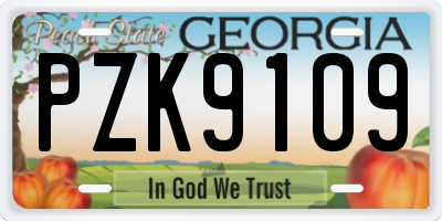 GA license plate PZK9109