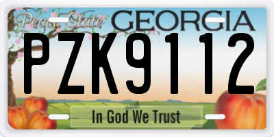 GA license plate PZK9112