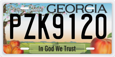 GA license plate PZK9120