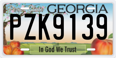 GA license plate PZK9139