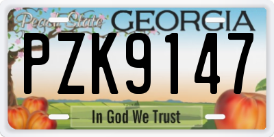 GA license plate PZK9147