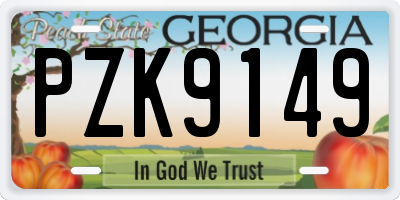 GA license plate PZK9149