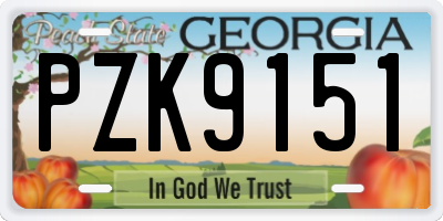 GA license plate PZK9151