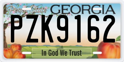 GA license plate PZK9162