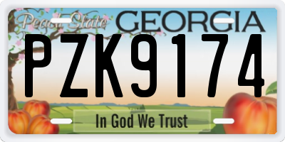 GA license plate PZK9174