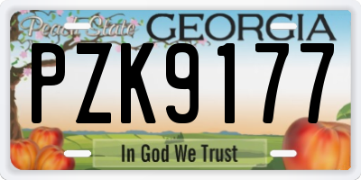 GA license plate PZK9177