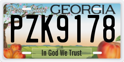 GA license plate PZK9178