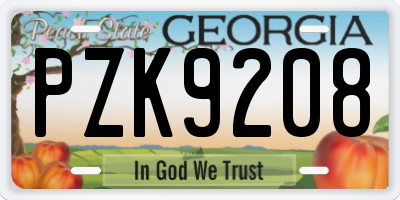GA license plate PZK9208