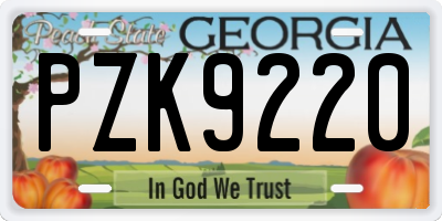 GA license plate PZK9220