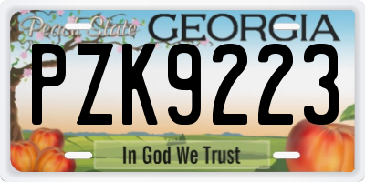 GA license plate PZK9223