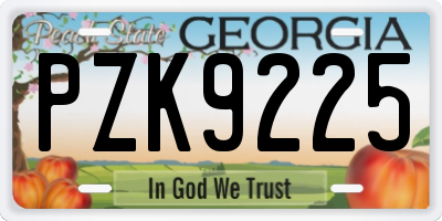 GA license plate PZK9225