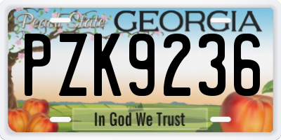 GA license plate PZK9236
