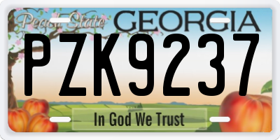 GA license plate PZK9237