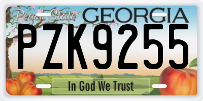 GA license plate PZK9255