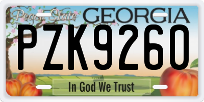 GA license plate PZK9260