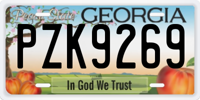 GA license plate PZK9269