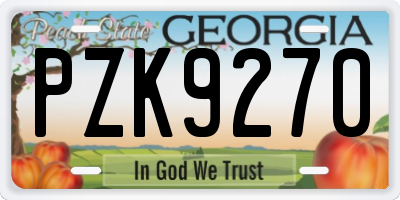 GA license plate PZK9270
