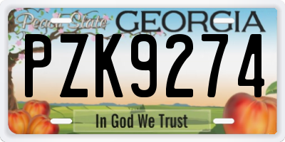 GA license plate PZK9274