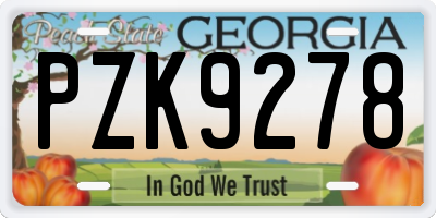 GA license plate PZK9278