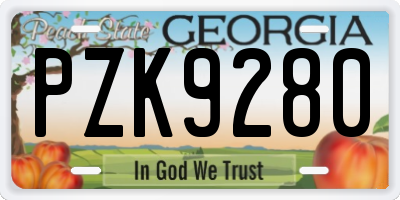 GA license plate PZK9280