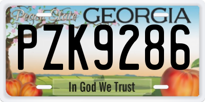 GA license plate PZK9286