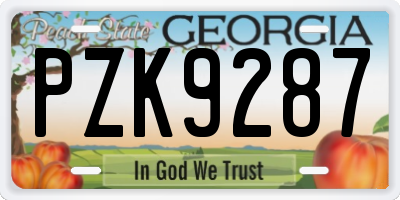 GA license plate PZK9287