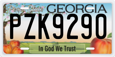 GA license plate PZK9290