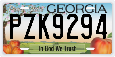 GA license plate PZK9294