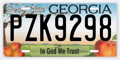 GA license plate PZK9298