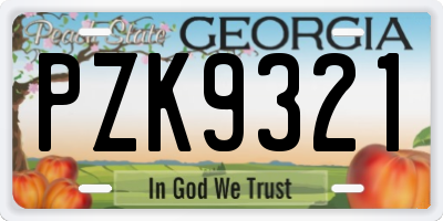 GA license plate PZK9321