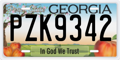 GA license plate PZK9342