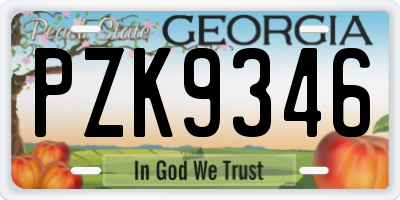 GA license plate PZK9346