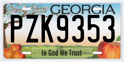 GA license plate PZK9353