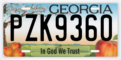 GA license plate PZK9360