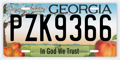 GA license plate PZK9366