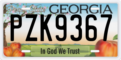 GA license plate PZK9367