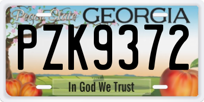 GA license plate PZK9372
