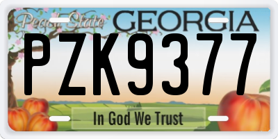 GA license plate PZK9377