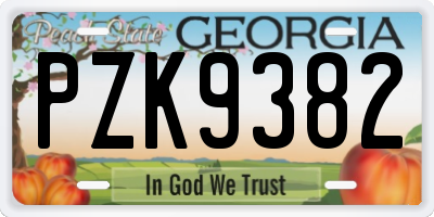 GA license plate PZK9382