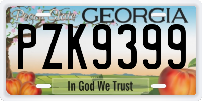 GA license plate PZK9399
