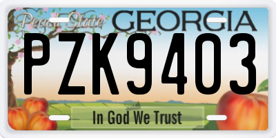 GA license plate PZK9403