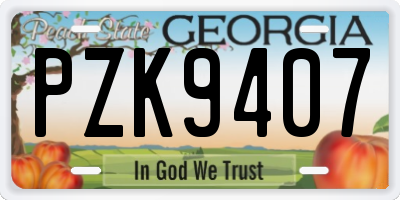 GA license plate PZK9407