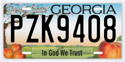 GA license plate PZK9408