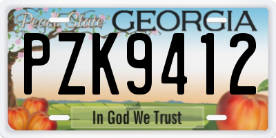 GA license plate PZK9412
