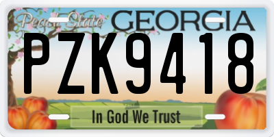 GA license plate PZK9418