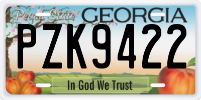 GA license plate PZK9422
