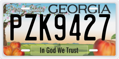 GA license plate PZK9427