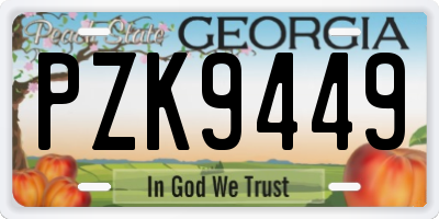 GA license plate PZK9449