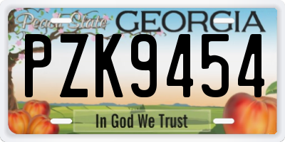 GA license plate PZK9454