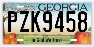 GA license plate PZK9458